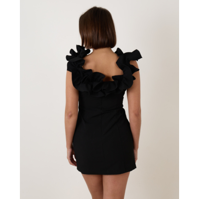 Rotate Mini Ruffle Dress Black