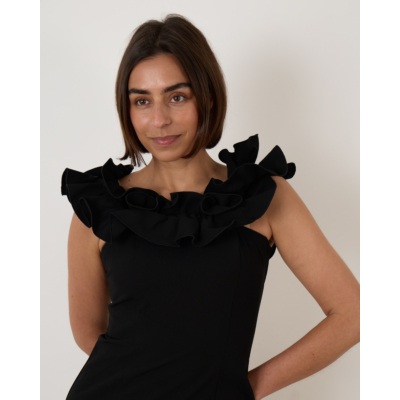 Rotate Mini Ruffle Dress Black