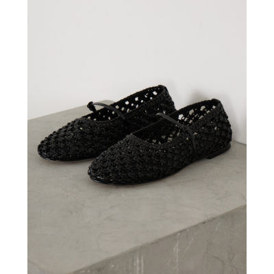 Dear Frances Balla Weave Flat Strap Black