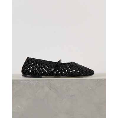 Dear Frances Balla Weave Flat Strap Black