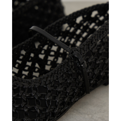 Dear Frances Balla Weave Flat Strap Black