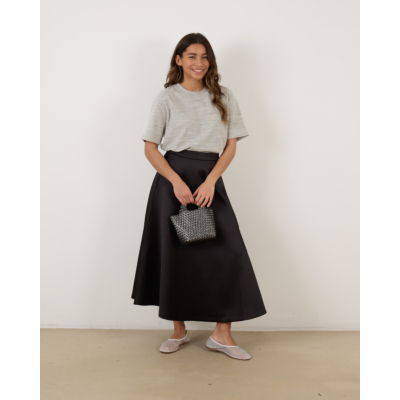 Róhe Voluminous A-Line Satin Skirt Black