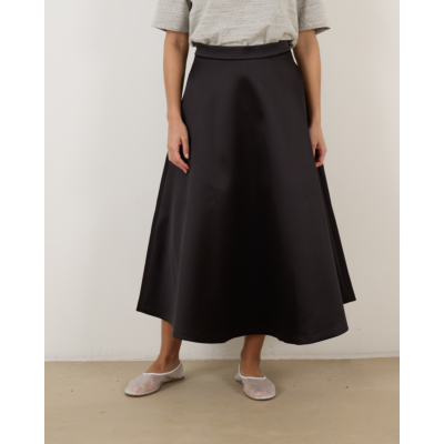 Róhe Voluminous A-Line Satin Skirt Black