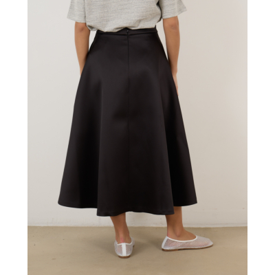Róhe Voluminous A-Line Satin Skirt Black