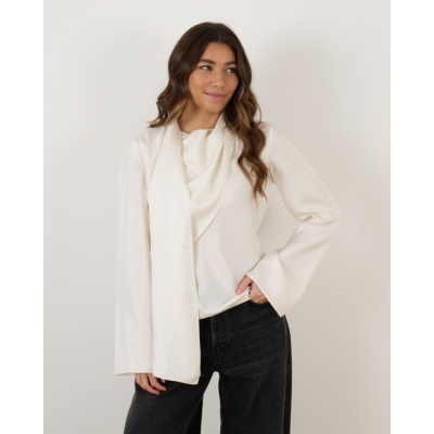 Róhe Long Sleeve Silk Foulard Top Cream