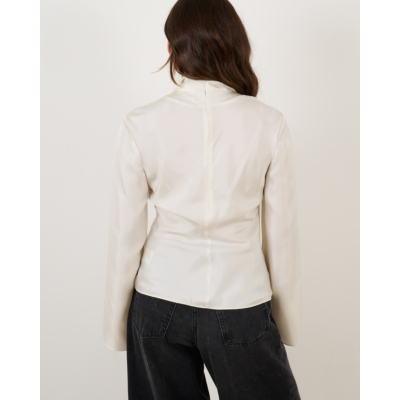 Róhe Long Sleeve Silk Foulard Top Cream