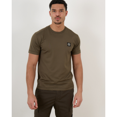 Stone Island t-shirt  V0054 MILITARY G met compass patch logo
