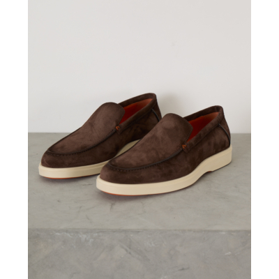 Santoni  Suede Loafer Dark Brown