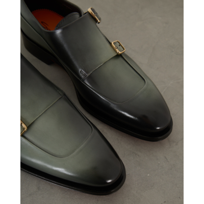 Santoni  Grey Green Slip-on Sneaker