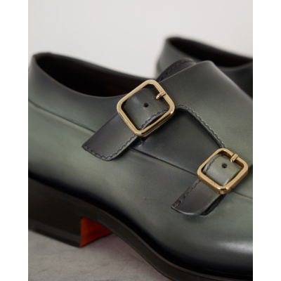 Santoni  Grey Green Slip-on Sneaker