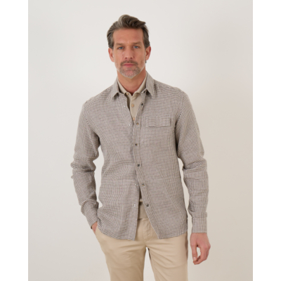 Kiton Overshirt Pied Du Poule Camel