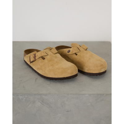 Birkenstock Boston suède instappers Latte Cream