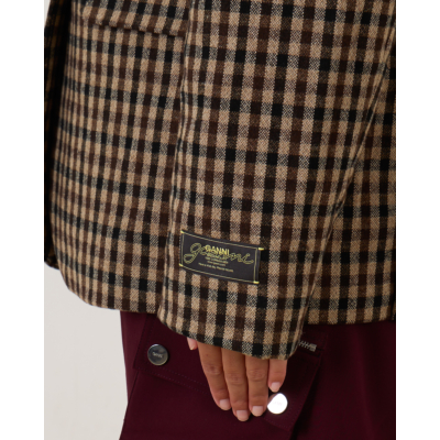 Ganni Check Wool Blazer