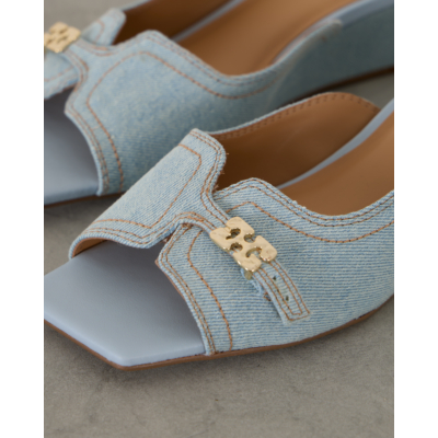 Ganni Denim Wedge Mule Sandal