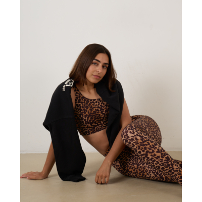 Love Stories Kaia One-shoulder sports top Leopard