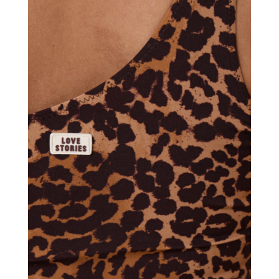 Love Stories Kaia One-shoulder sports top Leopard