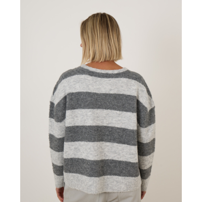 Penn&Ink Jumper Stripe Light Grey