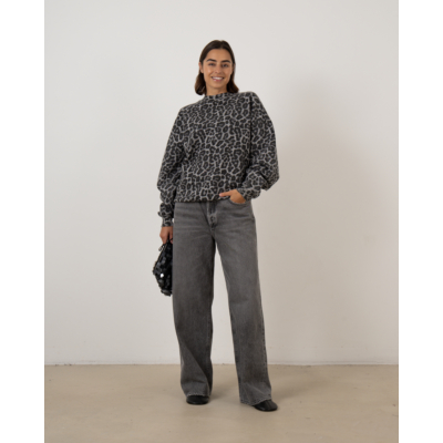 Anine Bing Miles crewneck sweater leopard print grijs