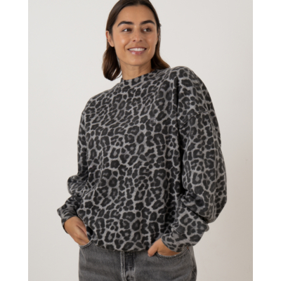Anine Bing Miles crewneck sweater leopard print grijs