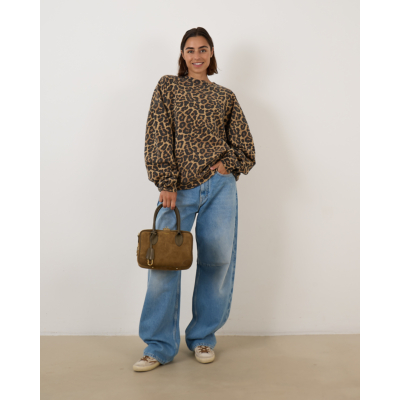 Anine Bing Miles Crewneck Sweater Leopard