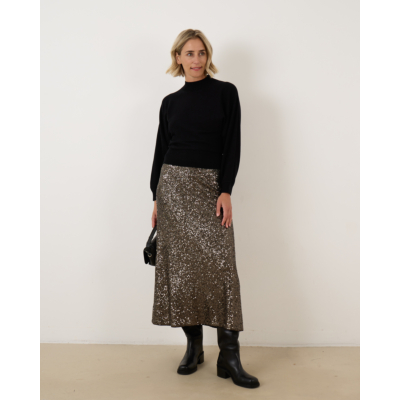 Luisa Cerano Midi Rok Antraciet Met Glitters