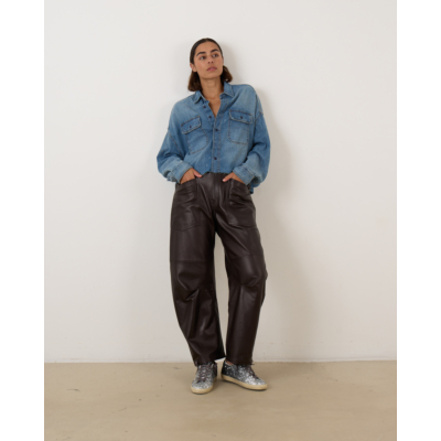 Nili Lotan Shon Leather Pants Brown