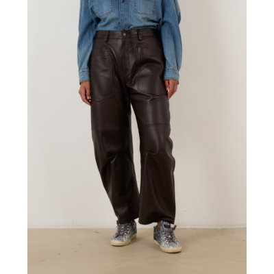 Nili Lotan Shon Leather Pants Brown