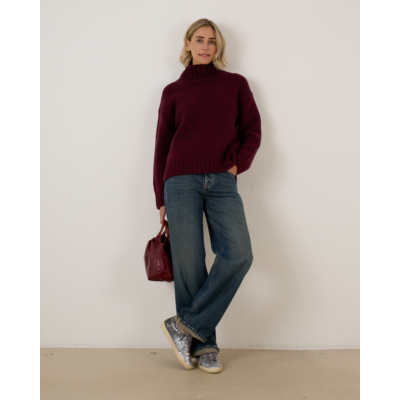 Closed Pure Wool Roll Neck Pullover Bordeaux