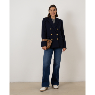 Cambio Tess wide leg jeans met donkerblauwe wassing