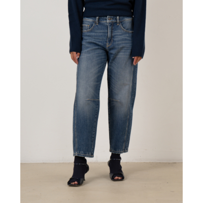Cambio Elia cropped barrel jeans met denim wassing