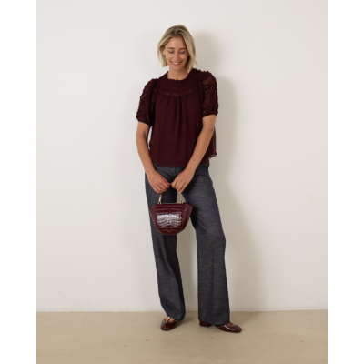 Ulla Johnson Isolda Silk Smocked Blouse Mahogany