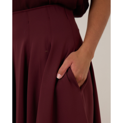 Ulla Johnson Rea High Waist Midi Skirt Bordo