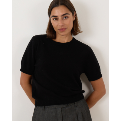 People's Republic of Cashmere pullover korte mouw ronde hals  dames black