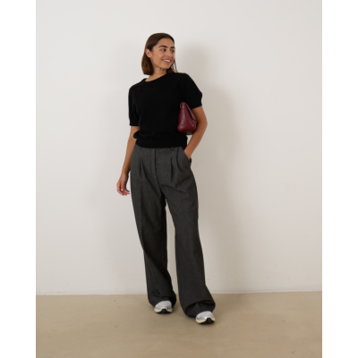 People's Republic of Cashmere pullover korte mouw ronde hals  dames black