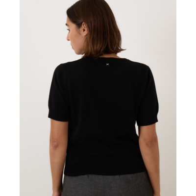 People's Republic of Cashmere pullover korte mouw ronde hals  dames black