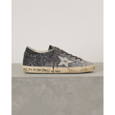 Golden Goose Super Star Sneakers Glitter Silver Black