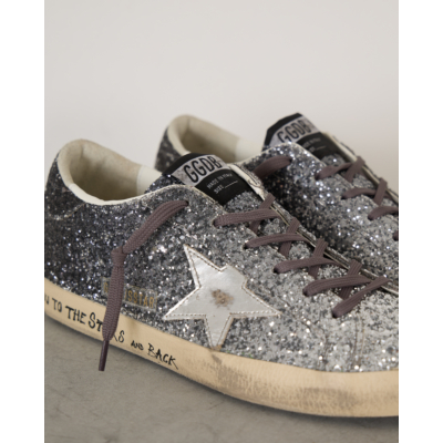 Golden Goose Super Star Sneakers Glitter Silver Black