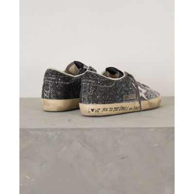 Golden Goose Super Star Sneakers Glitter Silver Black
