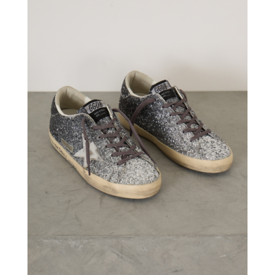Golden Goose Super Star Sneakers Glitter Silver Black