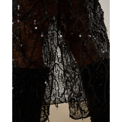 Love Stories Midi Rok Sequine Sheer Zwart