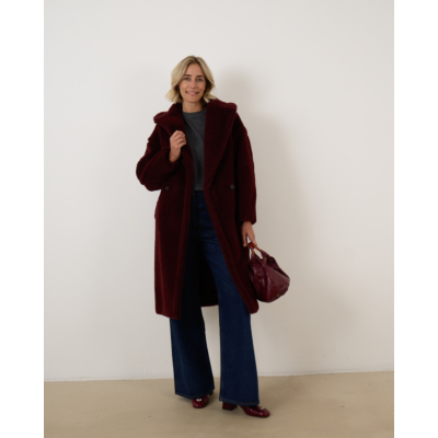 Max Mara Main Tedgirl Bear Coat Cherry