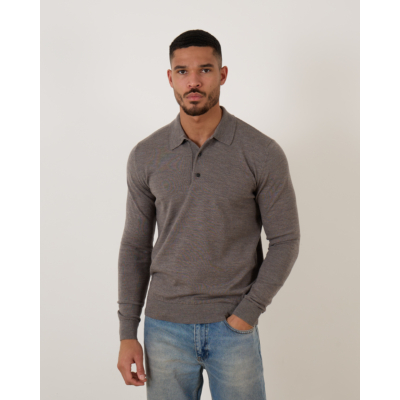 Rijp Ian Polo Knit Pullover Taupe