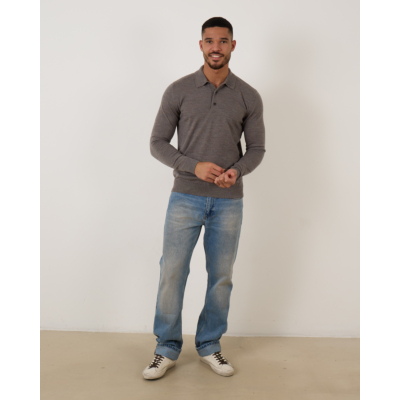 Rijp Ian Polo Knit Pullover Taupe