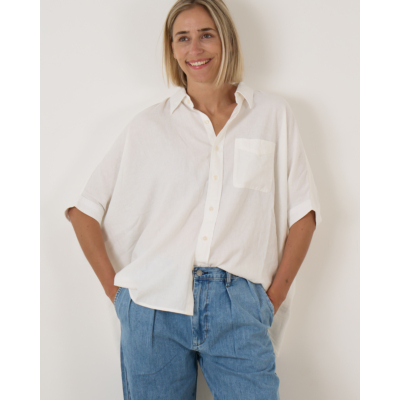 Denimist Boxy Cuffed Shirt White