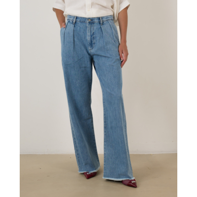 Denimist Blair Double Pleated Pant Stone Wash Blue