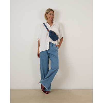 Denimist Blair Double Pleated Pant Stone Wash Blue