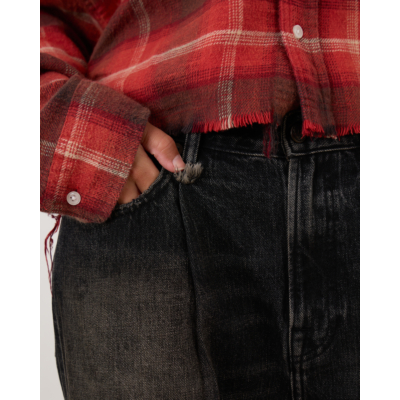 R13 Wayne Articulated Knee Jean Ashbury Black