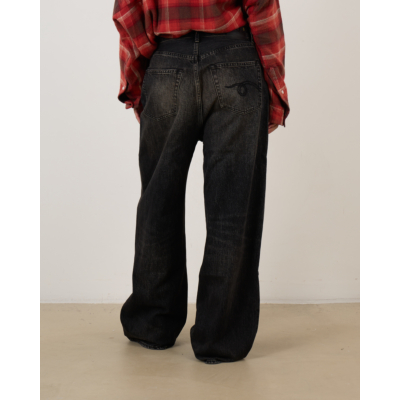R13 Wayne Articulated Knee Jean Ashbury Black