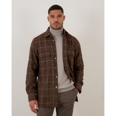 Kiton Overshirt Bruin Geruit