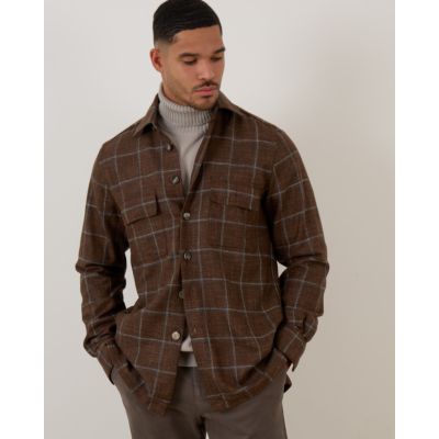 Kiton Overshirt Bruin Geruit